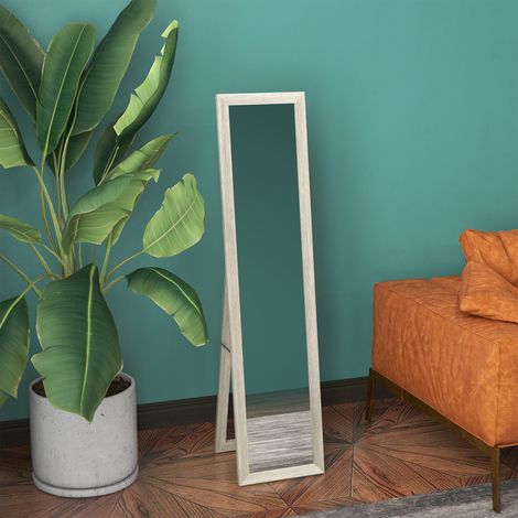 Espejo de Cuerpo Entero 37x157 cm Espejo de Pie Espejo de Pared Forma Rectangular con Marco de Madera Gris (1/5)