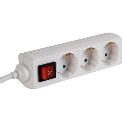 Bloc multiprises, 3 prises + interrupteur, 3 x 1 5 mm²