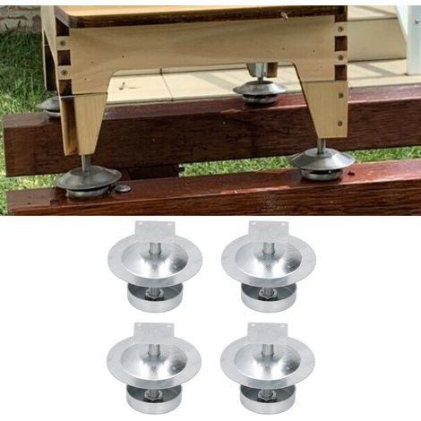 [Patas con forma de colmena] [Repelente de hormigas] [Juego de 4 patas + base] [Acero inoxidable]