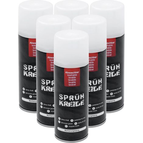 Sprühkreide weiß wasserlöslich 100 ml Dose - 6er Set - Outdoor Markierungsspray abwaschbar