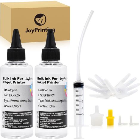 2X 100ml Kit de Nettoyage des têtes d'impression avec seringues 5 ML Nettoyeur de buse pour Epson HP Canon Brother Inkjet Imprimante Kit de Nettoyage de la tête Solution 200 ML (1/5)