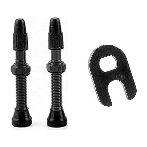Set mit 2 hochwertigen Tubeless-Ventilschäften (40 mm) für Fahrräder, inklusive Ventileinsatz-Entfernungswerkzeug - Unverzichtbares Zubehör für Tubeless-Fahrten. (1/5)