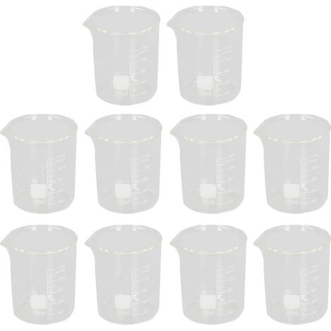 Lot de 10 béchers en verre 150ml pour laboratoire scientifique, matériel d'enseignement expérimental académique (1/5)