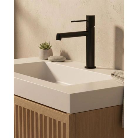 Exagonshop Rubinetto lavabo senza scarico in ottone nero opaco