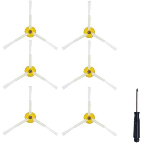 BUNTHAUS 6-teiliges Ersatz-Seitenbürsten-Set für iRobot Saugroboter der Serien 800, 900, 850, 860, 870, 871, 880, 890, 960 und 980. Zubehör: Seitenbürste + Schraubendreher