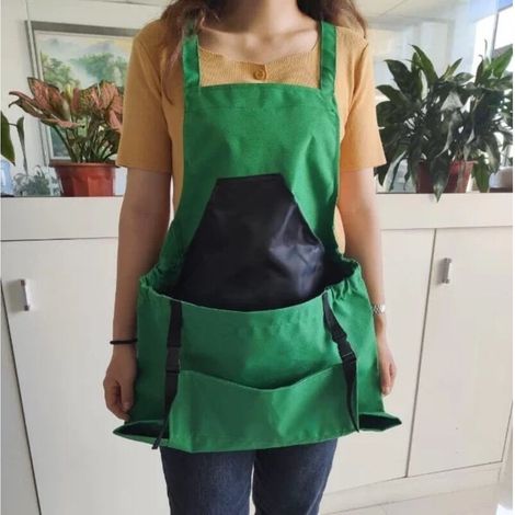 Ernteschürze (Grün), Segeltuchtasche zum Obstpflücken – verstellbare und große Ernteschürze mit Öffnung unten und Doppelclips für Gärtner