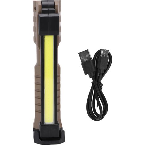 Ortviai Lampe de travail LED magnétique rechargeable avec crochet escamotable et rotation à 360° – Khaki (1/5)