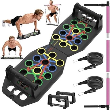 Planche À Push Up - Barre De Pilates En 3 Parties - Bandes De Résistance 20 Lbs - Équipement D'Entraînement Portable Pour Maison - 1 Ensemble Complet (1/3)