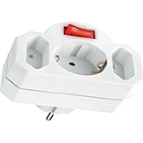 Triplite Schuko 2x2,5A + 1x16A avec interrupteur - Blanc - Zenitech