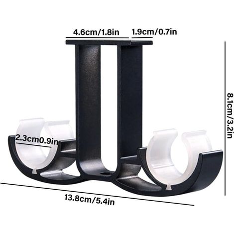 Set di 4 staffe doppie per tende, asta per tende in metallo resistente, supporto per tende a soffitto (nero) (1/3)
