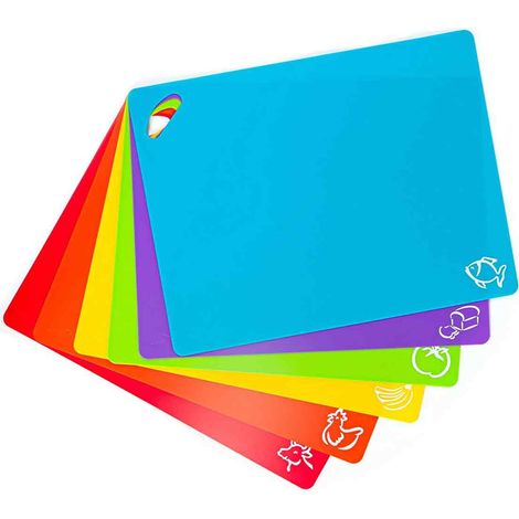 Tapis De Coupure En Plastique Flexible - 1 Mm D Épaisseur - Antidérapant - Résistant Au Lave-vaisselle - Avec Trous De Suspension - Lot De 6 (1/5)