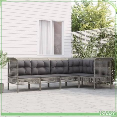 Salon de jardin 5 pcs - FAFEICY - 3187507 - Gris - Résine tressée - Cadre acier enduit de poudre (1/5)