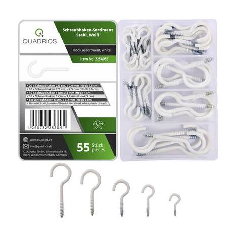 QUADRIOS 22SA053 ASSORTIMENT DE CROCHETS À VIS BLANC 55 PIÈCES 55 PC(S)