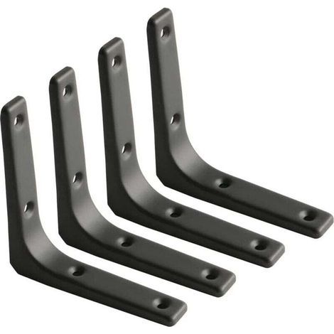 pair Équerre Étagère Murale, Équerre Métal Mat Noir, Support Étagère Métal pour Déco Cusine, Équerre Charge Lourde, 100mm100mm, 4pcs