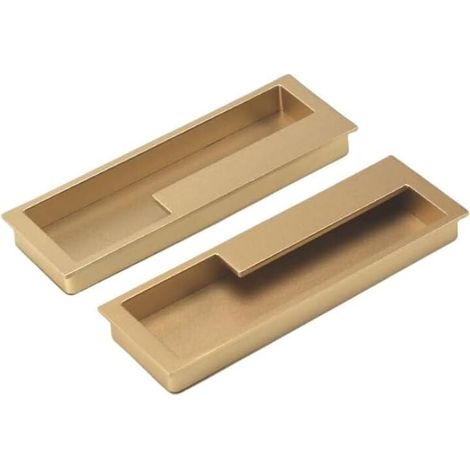 2er-Pack versenkte Schiebetürgriffe aus Zinklegierung mit verdeckten Schrauben, modern und schlicht für Scheunenschubladen, Kleiderschränke und Schränke (Mattgold). (1/4)
