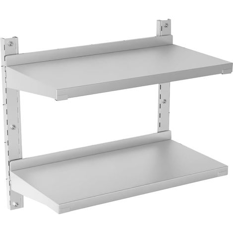 Étagère Murale Rangement Cuisine 2 Plateaux, éléments pour Montage Mural, Design Moderne, INOX, (Restaurant, Bar, Maison, Cuisine, buanderie, Garage et buanderie) (60 x 30 cm) (1/5)