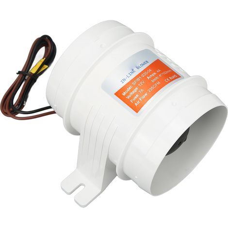 4-inch DC12V 235CFM Inline Bilge Air Blower, High Airflow Marine Electric Inline Blower for RVs, Boats, and Yachts (1/5)
