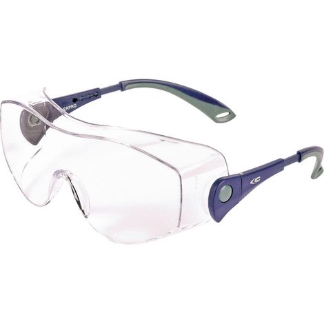Occhiali di sicurezza compatibili con occhiali da vista con aste retrattili COFRA OVERPRO Blu Unico (1/4)