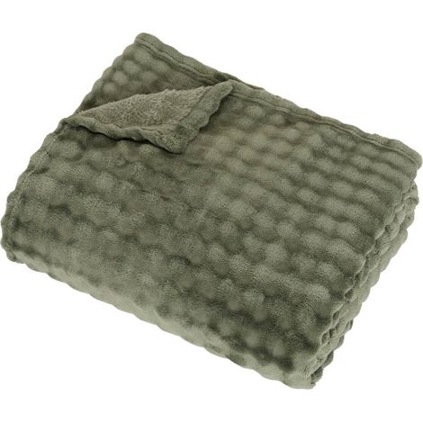 Plaid Zephy 180x230cm effet fausse fourrure vert - Atmosphera créateur d'intérieur (1/2)