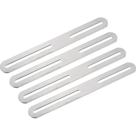Lot de 4 équerres d'angle réglables en acier inoxydable, 210 x 24 mm, équerres plates et épaisses, pour connecteur d'étagère de meubles fixe (argenté) (1/4)