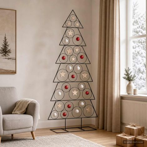 vidaXL Albero di Natale in metallo con supporto KUOPIO 180 cm Acciaio (1/5)