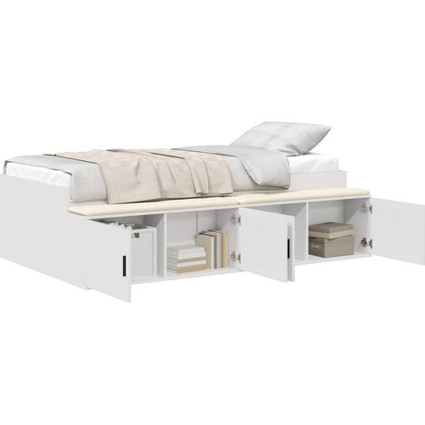 Maison Exclusive - Bettrahmen mit Schubladen Weiß 100 x 200 cm Ho (1/5)