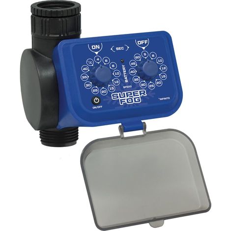 SUPERFOG - Programmateur de robinet pour automatiser la brumisation dans votre jardin ou patio. Configurez l’ON/OFF en secondes pour économiser de l’eau et adapter la brumisation à la chaleur actuelle