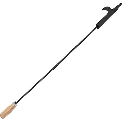 Tisonnier de cheminée 83 cm en fonte robuste avec manche en bois pour foyer et poêle à bois (1/5)