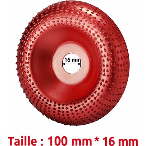 Disque à sculpter et râper pour meuleuse bois, 16 rouge, diamètre intérieur 16 mm, façonnage 120 g – Livraison gratuite (1/5)