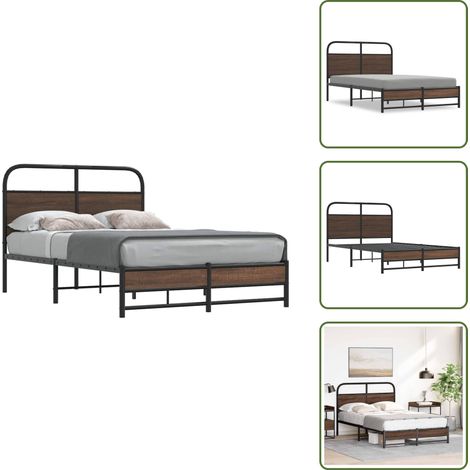 Bettgestell ohne Matratze 120x190 cm Braun Eichen-Optik - Bettgestell - Bettgestelle - Schlafzimmermöbel - Bett (1/5)