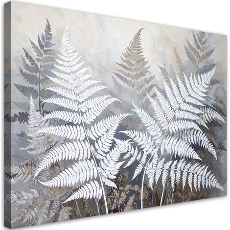 Leinwandbild Farnblätter Natur Pflanzen weiß beige 30x20 (1/5)