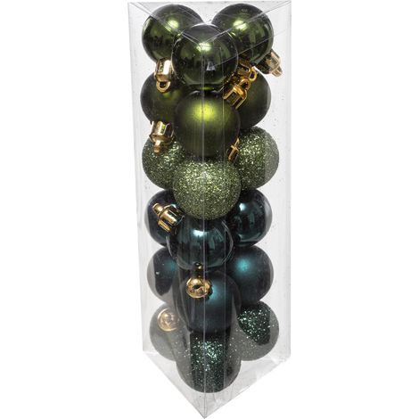 Déco de sapin Lot de 18 Boules de Noël D 3 cm - Vert Olive et Kaki - Feeric Christmas