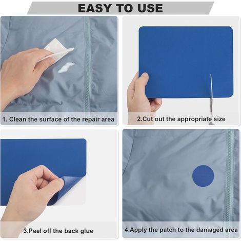 Paquete de 10 parches autoadhesivos de 20x15 cm para chaquetas de plumas, impermeables, sacos de dormir y bolsos, gris oscuro, 10 unidades (1/5)