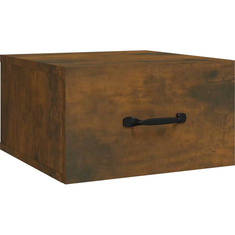 Maison Exclusive - Mesita de noche de pared roble ahumado 35x35x2 (1/5)