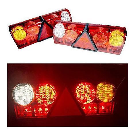 Set mit 2 LED-Brems-, Blinker- und Rückleuchten, 12 V/24 V, für LKW, Bus, Sattelzug, Anhänger, Wohnwagen, 415 mm x 140 mm