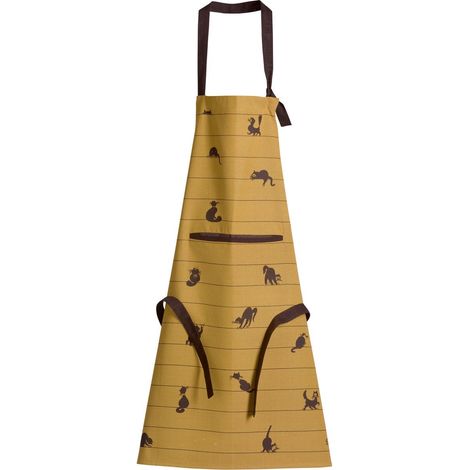 Tablier de Cuisine Partition de Chats en Coton Cannelle 72 x 85 cm - PANGIVO (1/2)