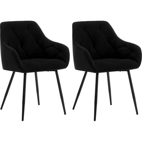 WOLTU Set 2 Sedie Moderne da Cucina o Soggiorno in Velluto con Gambe in Metallo Nero