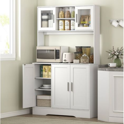 Buffet enfilade cuisine 108x35x180 cm blanc OKMYHOME (1/5)