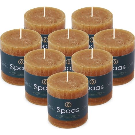 8x Bougie Pilier Rustique 70/70 mm 25h cognac (1/5)