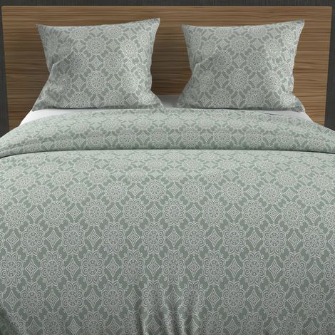 Soleil D Ocre – Parure de lit housse de couette 240x220 cm en coton 57 fils – Couleur vert ESMERALDA – 2 taies d'oreiller 63x63 cm (1/5)