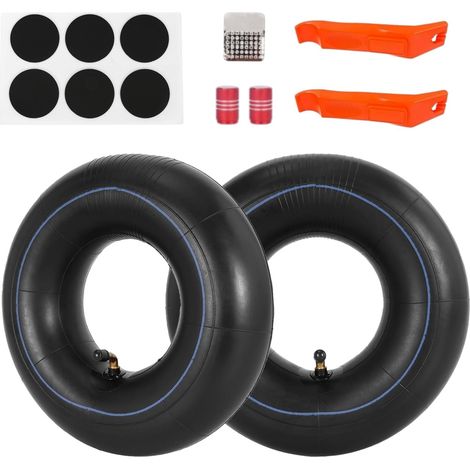 Lot de 2 chambres à air 4,10/3,50-4 avec kit de réparation, valve TR87 90°  Convient également au Remplacement des pneus 11X4.00-4 3.50-4 4.10-4 roue de brouette (1/5)