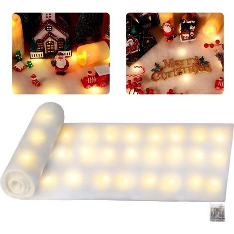 Couverture Neige LED 180x45cm - Neige Artificielle Lumineuse pour Village de Noël - Décoration Sous le Sapin - Hiver Magique (1/5)