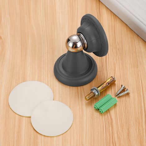 Butée de porte en ABS gris sans perçage, pour portes de chambre, butée de porte à résistance magnétique silencieuse et puissante