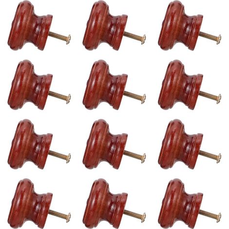Lot de 12 Poignées de Porte en Bois Massif, Bouton Rond à Trou Unique, Finition Naturelle, Compatibles Tiroirs et Armoires, Accessoires pour Meubles de Rangement, Usage Intérieur (1/5)