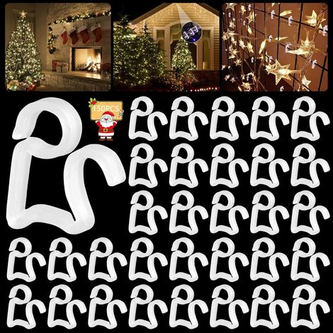 150 Clips de Lumière de Noël, Guirlande Lumineuse, Support de Gouttière, Mini Clips de Lumière de Noël, Crochets de Suspension en Plastique pour Noël en Plein Air Lumières Décoratives (1/5)