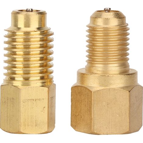 Ortviai Adaptateur R134A pour climatisation automobile – 2 pièces en laiton, filetage 1/4 SAE mâle vers 1/2 ACME femelle (1/4)
