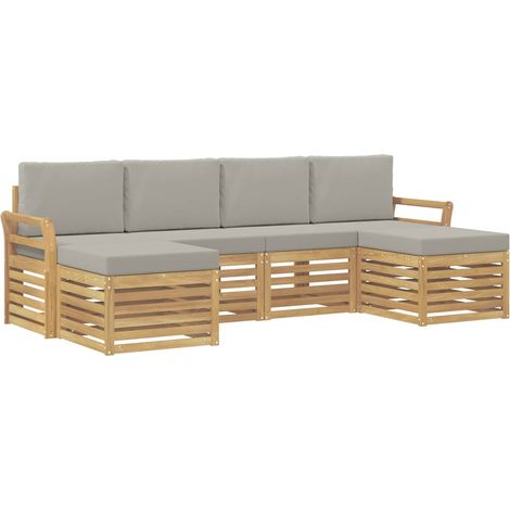 Set di divani da esterno 6 pz Bianco e Grigio Chiaro Poliestere vidaXL (1/5)