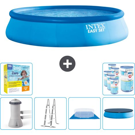 Intex runder aufblasbarer Easy Set-Schwimmpool – 457 x 107 cm – Blau – Inklusive Zubehör CB47 (1/3)