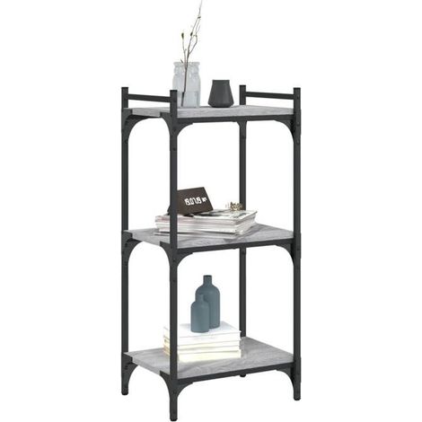 837630 Bibliothèque 3 niveaux sonoma gris 40x30x86cm bois d'ingénierie (1/5)