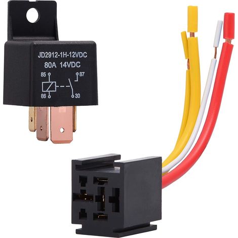Relais 12V 80A 4 Pin Car Truck Motor Heavy Duty On/Off normalement ouvert SPST relais Socket Plug-4 fils Automobile (1/5)